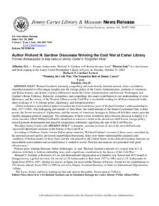 Jimmy Carter Library & Museum News Release