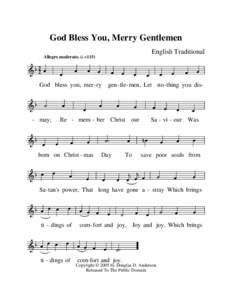 God Bless You, Merry Gentlemen  G English Traditional