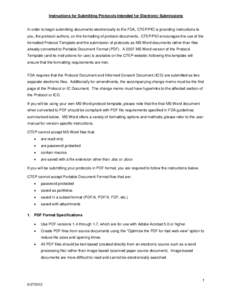 Instructions for submitting protocols intended for electronic submissions