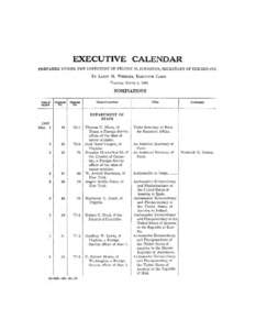 EXECU.fiVE CALENDAR PREPARED UNDER THE DIRECTION OF FELTON M. J OHNSTON, SECRETARY OF THE SENATE BY LARRY M.