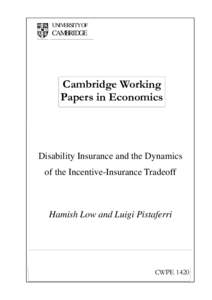 UNIVERSITY OF  CAMBRIDGE Cambridge Working Papers in Economics