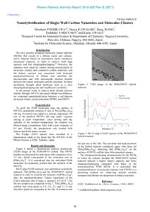 Photon Factory Activity Report 2010 #28 Part BChemistry NW10A/2009G528 Nanohybridization of Single-Wall Carbon Nanotubes and Molecular Clusters Hirofumi YOSHIKAWA*1, Naoya KAWASAKI1, Heng WANG1,