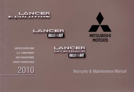 10MY_Turbo_MMNA.book Page 1 Friday, March 27, 2009 4:47 PM  10MY_Turbo_MMNA.book Page 2 Friday, March 27, 2009 4:47 PM IMPORTANT This manual contains warranties for two markets: (a) The United States (territory covered