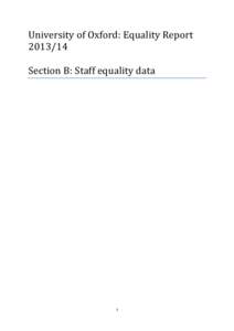 University of Oxford: Equality ReportSection B: Staff equality data 1