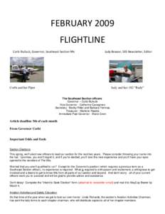 FEBRUARY 2009 FLIGHTLINE Corbi Bulluck, Governor, Southeast Section 99s Judy Bowser, SES Newsletter, Editor