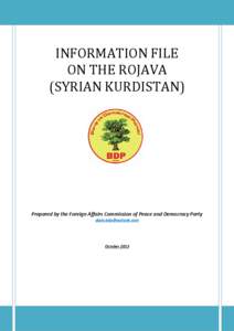 INFORMATION FILE ON THE ROJAVA (SYRIAN KURDISTAN) Prepared by the Foreign Affairs Commission of Peace and Democracy Party [removed]