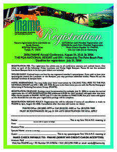 Return registration form and check to: Sandy Osteen 8759 Bay Pointe Drive Tampa, FL 33615  $[removed]for each Member Registration and