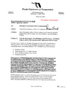 This Memo Has Expired  David Sadler/CO/FDOT[removed]:27 AM  To FDOT-DCE