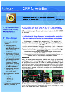 XRF Newsletter A newsletter of the IAEA’s Laboratories, Seibersdorf Issue No. 13, August 2007 ISSN 1608–4632