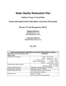 north and south forks little butte creek key watershed water quality restoration plan