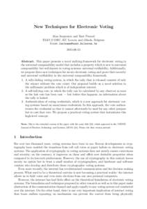 New Techniques for Electronic Voting Alan Szepieniec and Bart Preneel ESAT/COSIC, KU Leuven and iMinds, Belgium