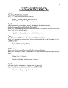 1  CONTENT SPECIFIC SGO SAMPLES CAREER and TECHNICAL EDUCATION Page 2-3 New Jersey Department of Education