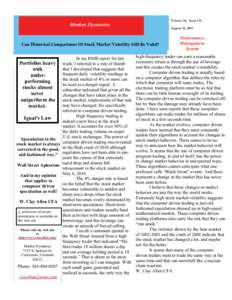 Volume 10, Issue I31  Market Dynamics August 12, 2011