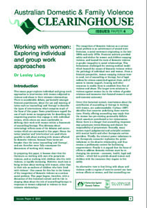 Australian Domestic & Family Violence  CLEARINGHOUSE ISSUES PAPER 4  Working with women: