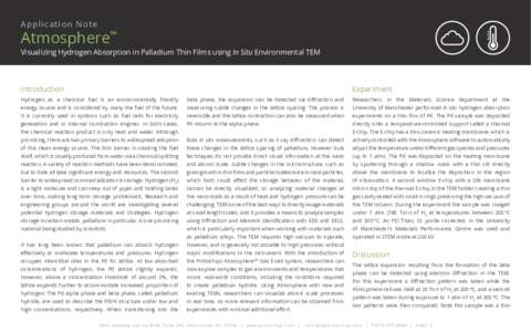 Ap pl i cati on Note  Atmosphere™ Visualizing Hydrogen Absorption in Palladium Thin Films using In Situ Environmental TEM