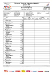 FIS Nordic World Ski Championships 2007 Sapporo / JPN Ski Jumping