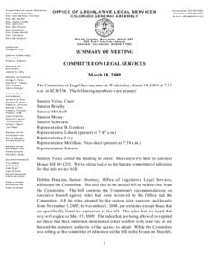 Committee on Legal Services S en. Jennifer V eiga, C hair R ep. A nne McG ihon, V iceC hair R ep. Bob G ardner R ep. Jeanne Labuda R ep. C laire Levy