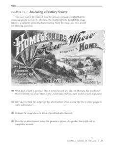 Name_____________________________________________________________________________________________________________________ Chapter 13  /  Analyzing a Primary Source  You have read in the textbook how the railroad comp