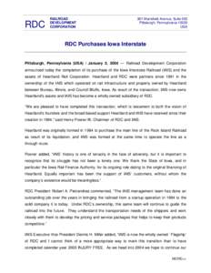 RDC  RAILROAD DEVELOPMENT CORPORATION