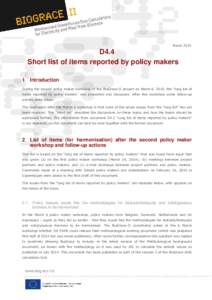 D4_4 - Short list of items reported by policy makers
