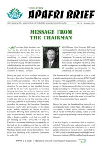 NEWSLETTER  APAFRI BRIEF THE ASIA PACIFIC ASSOCIATION OF FORESTRY RESEARCH INSTITUTIONS  No. 14: December 2004