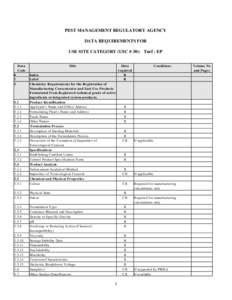 PEST MANAGEMENT REGULATORY AGENCY DATA REQUIREMENTS FOR USE SITE CATEGORY (USC # 30): Turf - EP Data Code 0