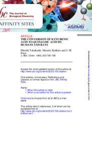 ARTICLE: THE CONVERSION OF KYNURENIC ACID TO QUINALDIC ACID BY HUMANS AND RATS  J. Biol. Chem. 1956, 223:[removed].