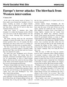 World Socialist Web Site  wsws.org Europe’s terror attacks: The blowback from Western intervention