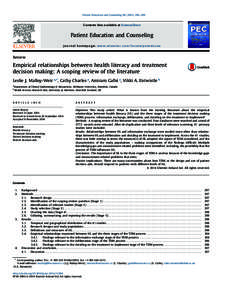 Patient Education and Counseling–309  Contents lists available at ScienceDirect Patient Education and Counseling journal homepage: www.elsevier.com/locate/pateducou