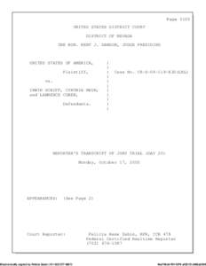 Page 5105 UNITED STATES DISTRICT COURT DISTRICT OF NEVADA THE HON. KENT J. DAWSON, JUDGE PRESIDING  UNITED STATES OF AMERICA,