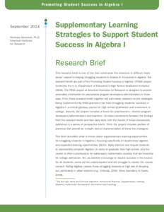 Supplementary Learning Strategies to Support Student Success in Algebra I (PDF)