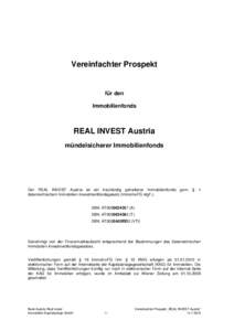 Vereinfachter Prospekt  für den Immobilienfonds  REAL INVEST Austria