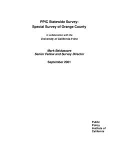 PPIC Statewide Survey: Special Survey of Orange County in collaboration with the University of California Irvine