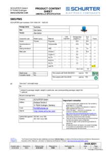 SMS / PMS Product Content Sheet