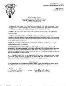 Sauk-Suiattle Indian Tribe, Tribal laws, ENROLLMENT ORDINANCE