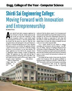 Engg. College of the Year - Computer Science  Shirdi Sai Engineering College: Moving Forward with Innovation and Entrepreneurship
