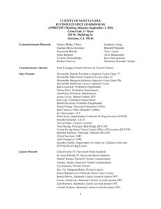 COUNTY OF SANTA CLARA JUVENILE JUSTICE COMMISSION APPROVED Meeting Minutes-September 2, 2014 Crime Lab, 1st Floor 250 W. Hedding St. San Jose, CA 95110