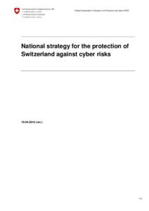 Federal Department of Defence, Civil Protection and Sport DDPS  National strategy for the protection of Switzerland against cyber risks[removed]rev.)