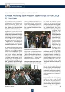 Unternehmen  Unternehmen: Viscom Technologie-Forum und Anwendertreffen Großer Andrang beim Viscom Technologie-Forum 2008 in Hannover