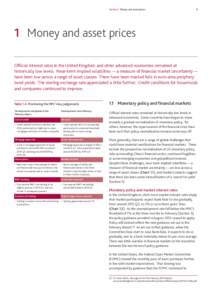 Section 1 Money and asset prices  9 1 Money and asset prices Official interest rates in the United Kingdom and other advanced economies remained at