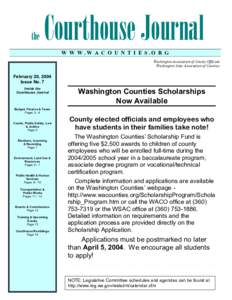 the  Courthouse Journal W W W.W A C O U N T I E S.O R G Washington Association of County Officials Washington State Association of Counties