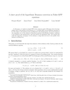 A short proof of the logarithmic Bramson correction in Fisher-KPP equations Fran¸cois Hamel∗ James Nolen†