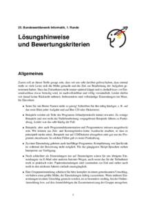 25. Bundeswettbewerb Informatik, 1. Runde  ¨ Losungshinweise und Bewertungskriterien