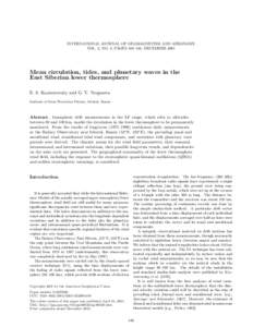 Atmosphere / Physical oceanography / Planetary atmospheres / Space plasmas / Atmospheric tide / Mesosphere / Rossby wave / Quasi-biennial oscillation / Zonal and meridional / Atmospheric sciences / Meteorology / Atmospheric dynamics