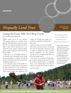 Nisqually Land Trust  Fall/Winter 2014 Newsletter  Going the Extra Mile for Ohop Creek