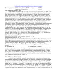 Southern Campaign American Revolution Pension Statements Pension application of William Gwin (Gwinn) R4402 Hannah fn37NC Transcribed by Will Graves[removed]