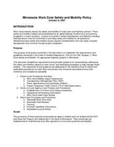 Mn/DOT Work Zone Safety and Mobility Policy and Procedures