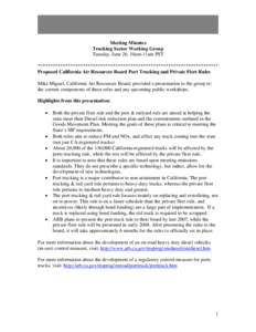 Meeting Minutes Trucking Sector Working Group Tuesday, June 26, 10am-11am PST ************************************************************************ Proposed California Air Resources Board Port Trucking and Private Fle