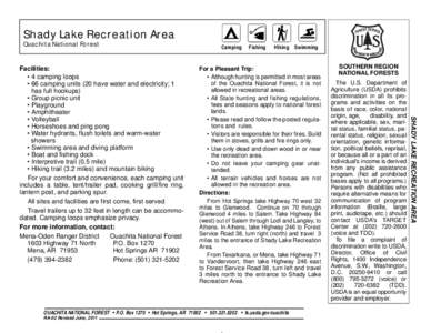 Shady Lake Recreation Area Ouachita National Forest Fishing  HIking