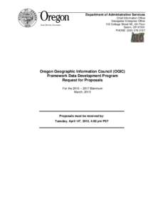 Department of Administrative Services Chief Information Office Geospatial Enterprise Office 155 Cottage Street NE, 4th Floor Salem, ORPHONE: (